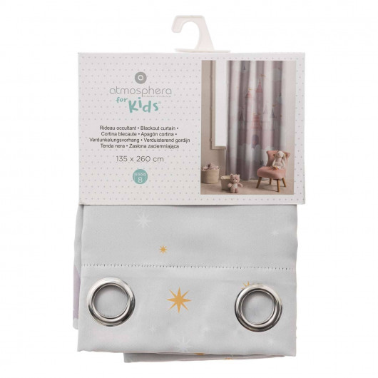 Rideau occultant enfant Château - 135 x 260 cm - Rose