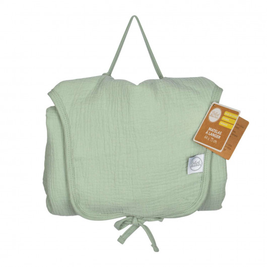 Matelas à langer nomade en gaze de coton - Céladon