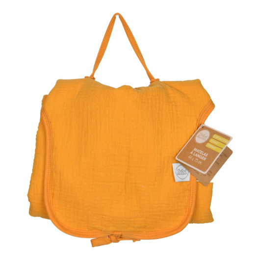 Matelas à langer nomade en gaze de coton - Moutarde