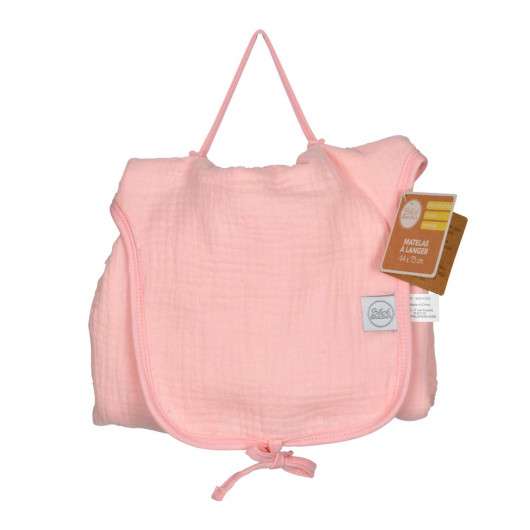 Matelas à langer nomade en gaze de coton - Rose