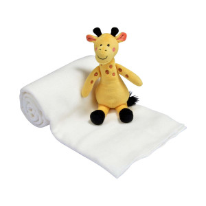 Doudou et son plaid blanc - Girafe