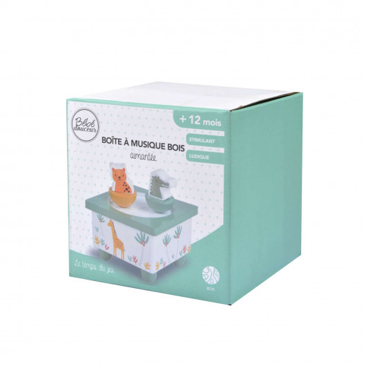 Boite à musique avec animaux en bois - Savane