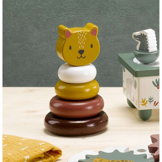 Tour à empiler en bois - Léopard