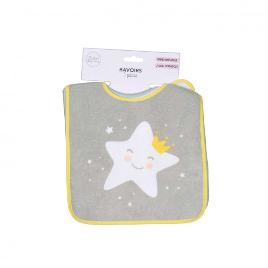 Lot de 3 bavoirs avec scratch