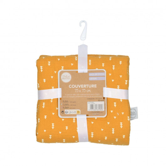 Couverture en gaze de coton imprimée flèches - Moutarde