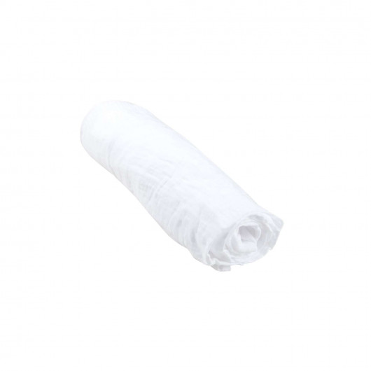Drap housse en gaze de coton - 100% Coton - 60 x 120 cm - Blanc
