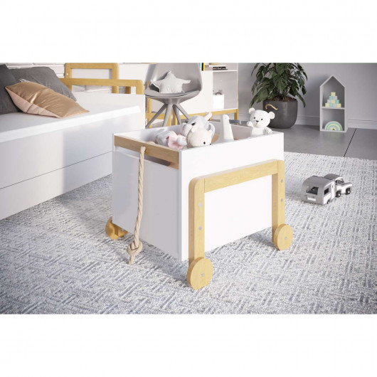 Coffre de rangement Kocot Kids Victor Blanc à roulettes