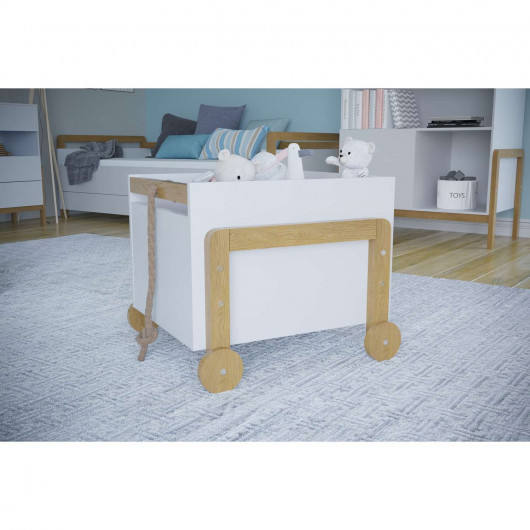 Coffre de rangement Kocot Kids Victor Blanc à roulettes