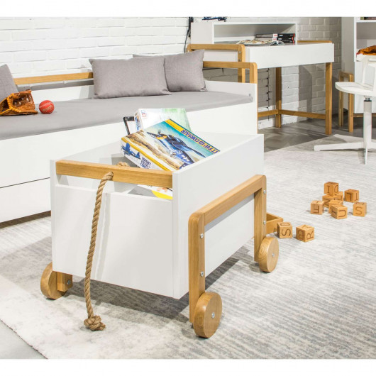 Coffre de rangement Kocot Kids Victor Blanc à roulettes