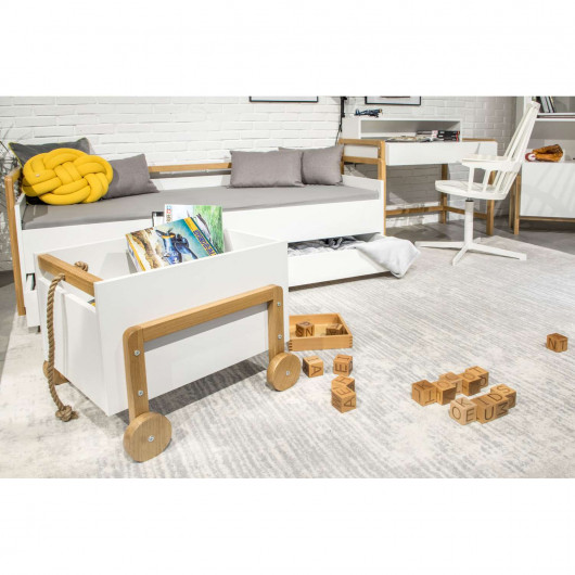 Coffre de rangement Kocot Kids Victor Blanc à roulettes