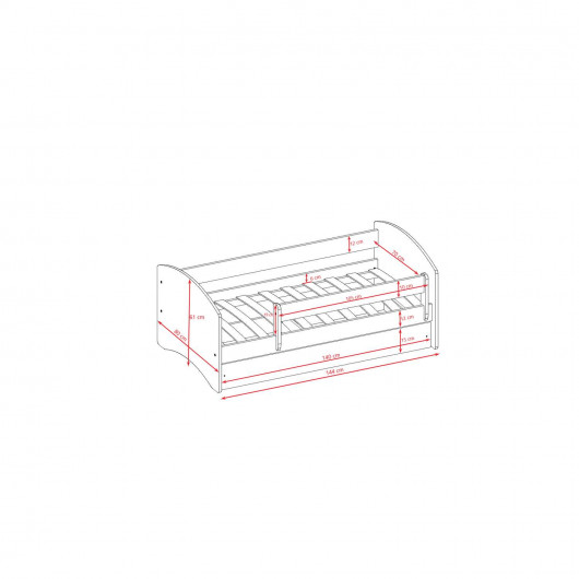 Lit Babydreams Formule 1 avec matelas et tiroir - Kocot Kids - 70 x 140 cm - Blanc