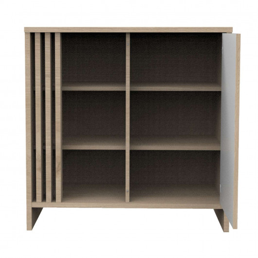 Commode 1 porte 3 niches Tokyo - Sauthon - Blanc et marron