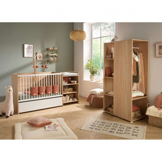 Lit combiné évolutif Up avec porte - Sauthon - Marron et blanc