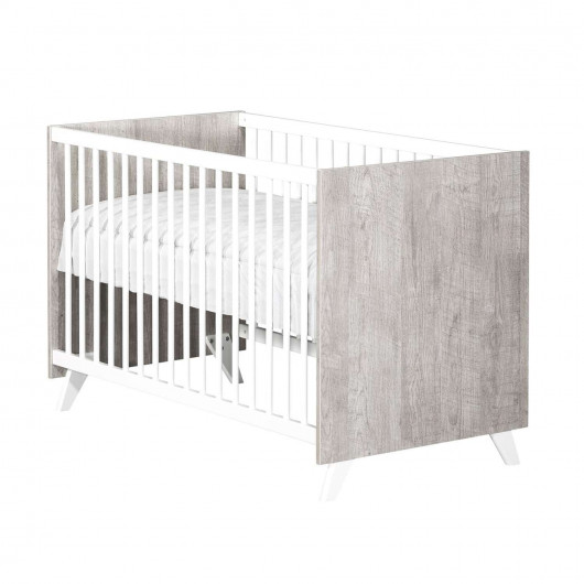 Lit bébé Scandi - Sauthon - 60 x 120 cm - Blanc et gris