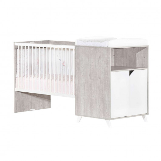 Lit combiné évolutif Scandi - Sauthon - Blanc et gris