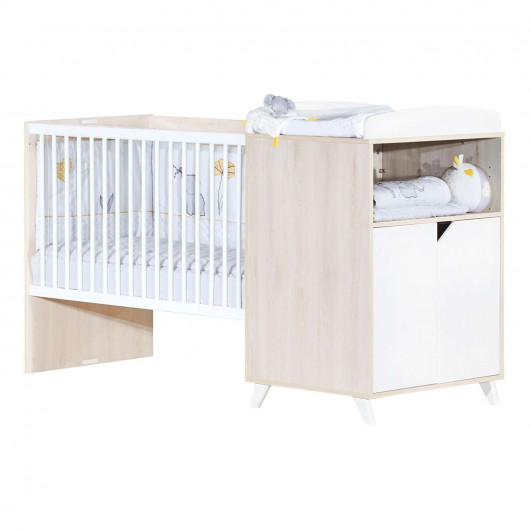 Lit combiné évolutif Scandi - Sauthon - Blanc et marron