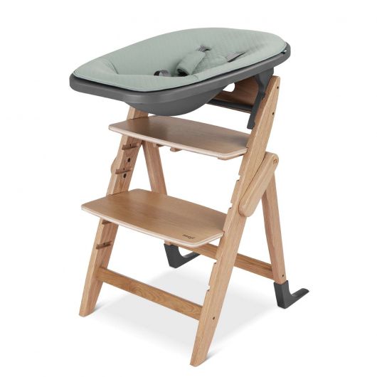Chaise haute Yippy 2 en 1 pour nouveau-né - Moji - Stone Mint et bois