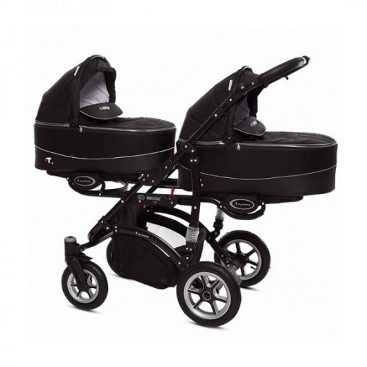 Poussette double Twinni Premium +  2 nacelles Black