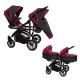 Poussette double Twinni Premium +  2 nacelles Fushia