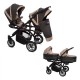 Poussette double Twinni Premium +  2 nacelles Beige