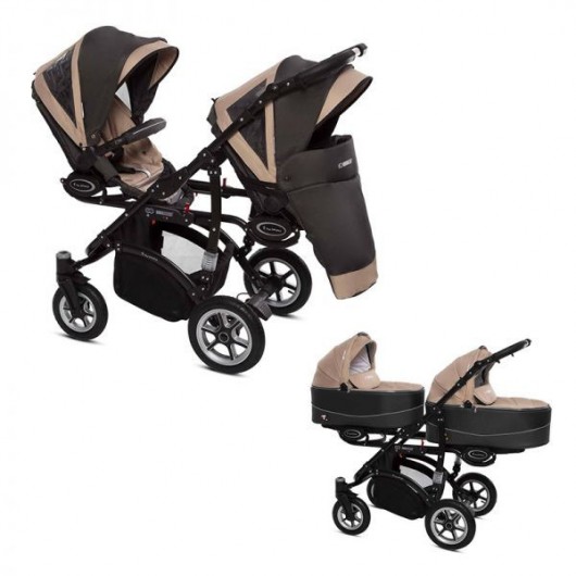 Poussette double Twinni Premium 2 nacelles Beige Trippy Cabriole bebe