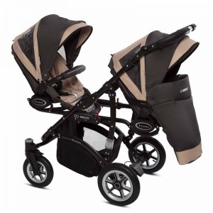 Poussette double Twinni Premium +  2 nacelles Beige