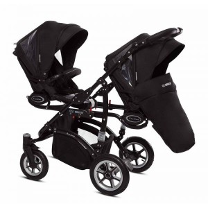 Poussette double Twinni Premium +  2 Sièges auto Black
